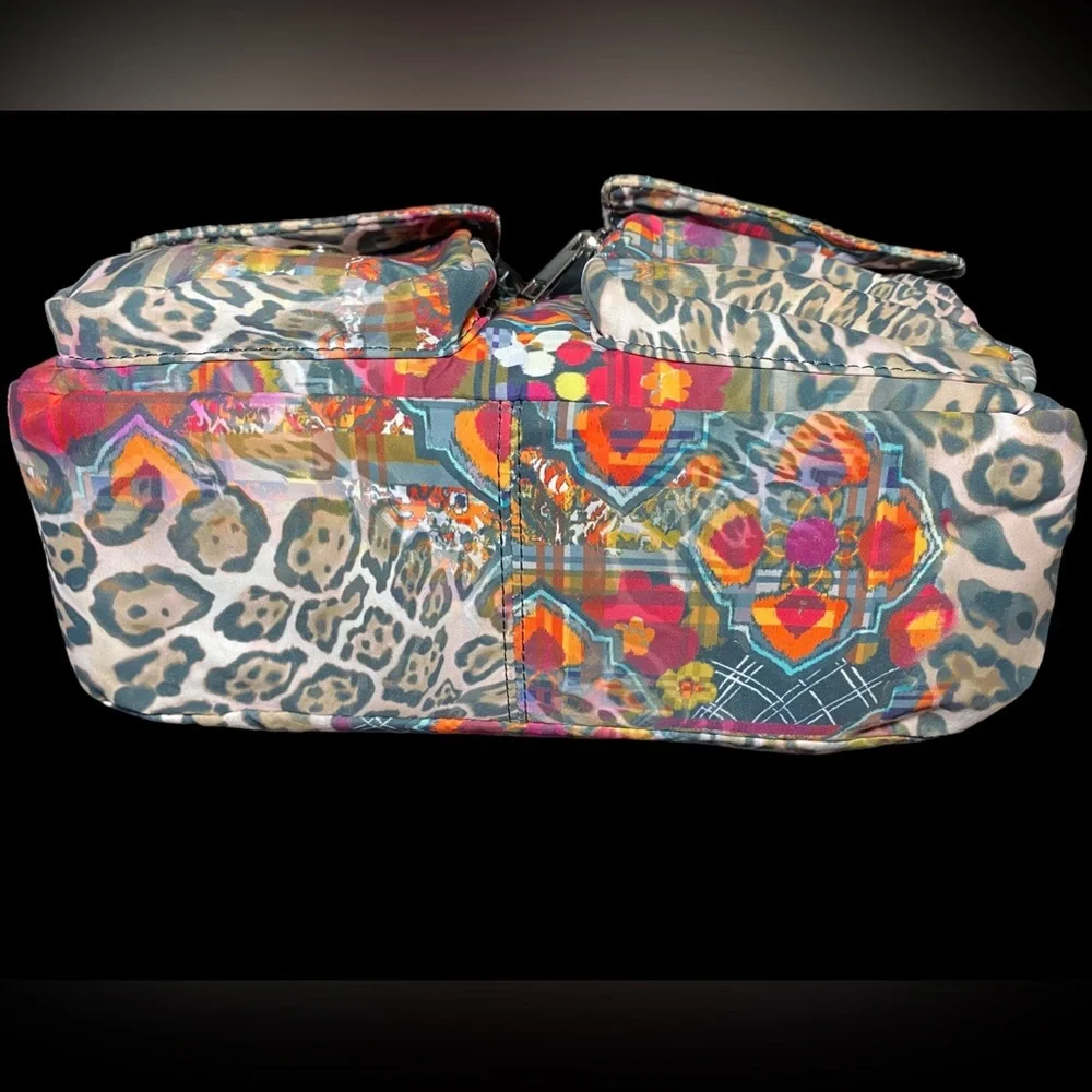 Samantha Brown To-Go Double Pocket Hobo Tropical Tribal Leopard Crossbody